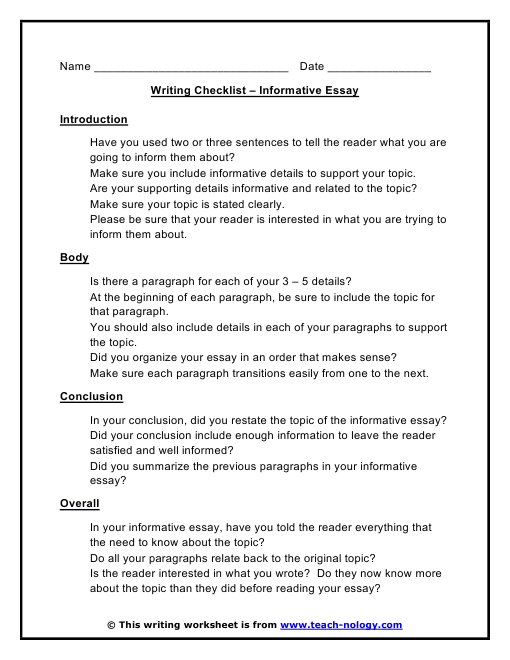 Help writing an informative essay