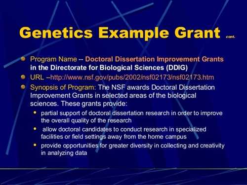 Nsf dissertation grant