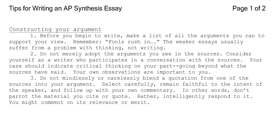 Synthesis essay help